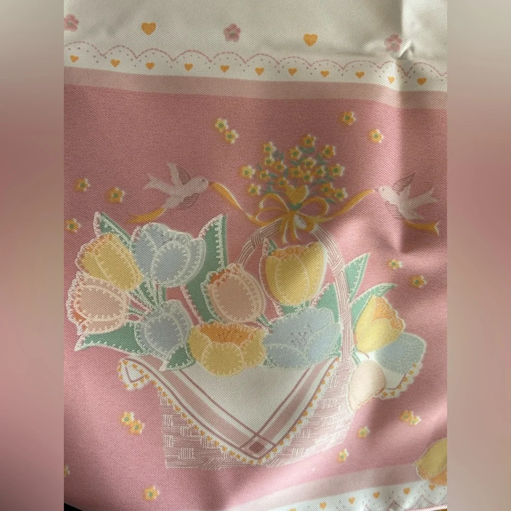 Vintage Floral & Bird Motif Rectangular Tablecloth, Cottagecore Coquette Girl